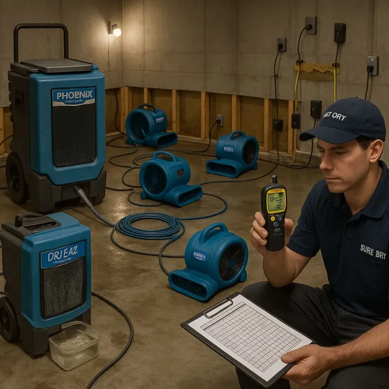 Structural Drying and Dehumidification process in Fortuna, CA